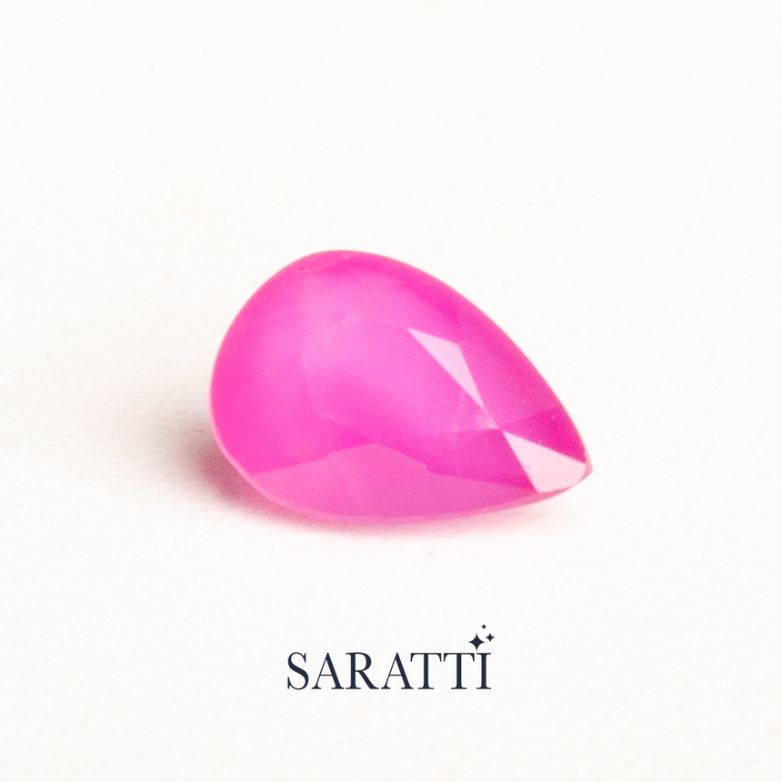 Genuine Pear Shape Natural Ruby Gemstone in Pinkish Red Color - 0.69 carats - SARATTI