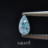 Natural 0.385 carat Fancy Blue diamond pear shape top view | SARATTI  