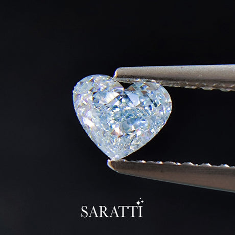 Natural 0.695 carat Light Blue diamond heart cut top view | SARATTI