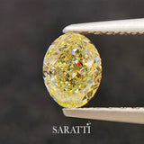Natural 1.00 carat Fancy Yellow diamond oval top view | SARATTI  