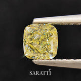  Natural 1.01 carat Fancy Light Yellow diamond cushion top view | SARATTI  