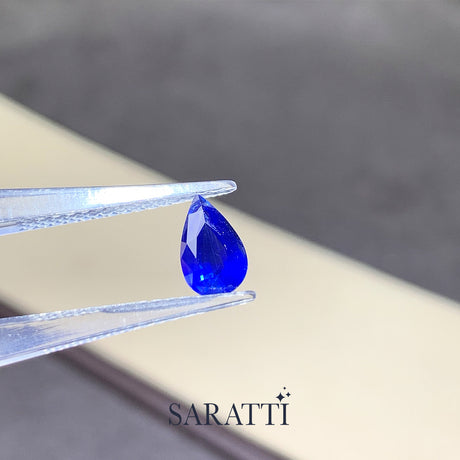  Natural 1.20 carat pear sapphire showing vivid blue tone | SARATTI  