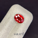  Natural 1.47 carat oval ruby displaying vivid red tone | SARATTI 