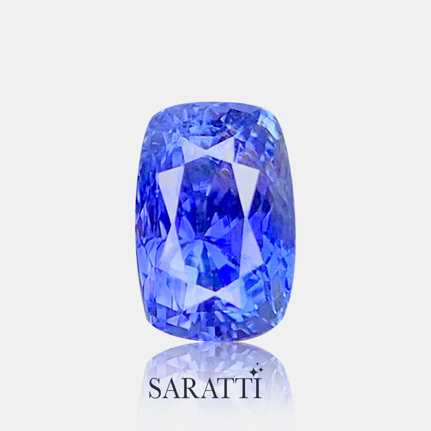 Natural 1.51 carat cushion sapphire vivid blue tone top view | SARATTI  