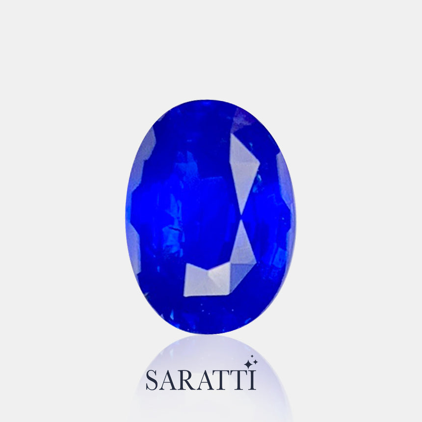Natural 1.52 carat oval sapphire vivid to intense blue tone | SARATTI  