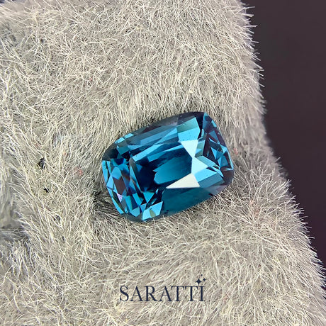 Natural 1.63 carat cushion spinel showing bluish green tone | SARATTI