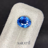  Natural 1.78 carat oval sapphire intense blue tone top view | SARATTI  