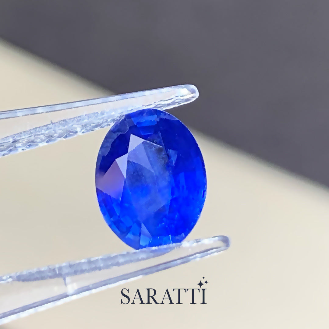 Natural 1.81 carat oval sapphire showing vivid blue tone | SARATTI