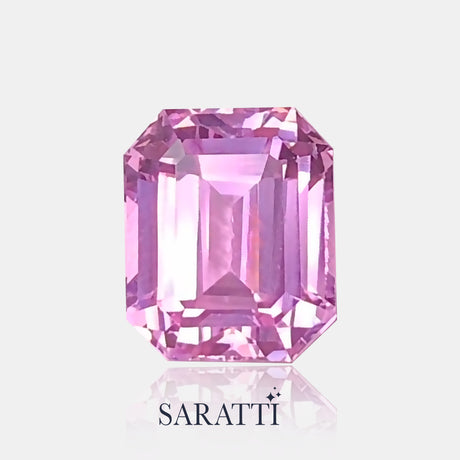 Natural 13.58 carat kunzite step cut showing clean transparency | SARATTI