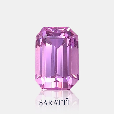 Natural 15.02 carat kunzite step cut showing clean transparency | SARATTI