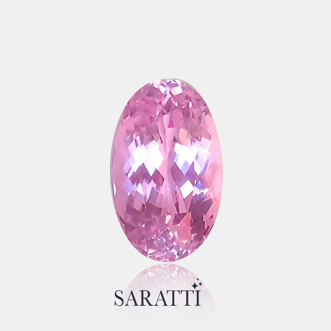 Natural 18.84 carat kunzite oval showing clean transparency | SARATTI
