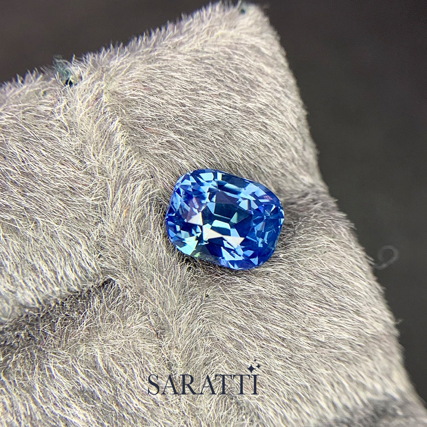 Natural 2.04ct blue sapphire cushion faceted loose stone | SARATTI