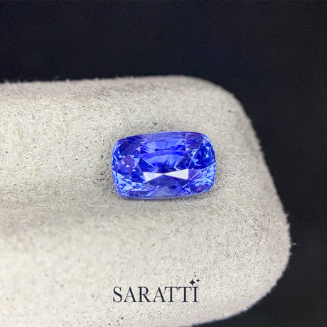 Natural 2.09 carat cushion sapphire vivid blue tone top view | SARATTI  