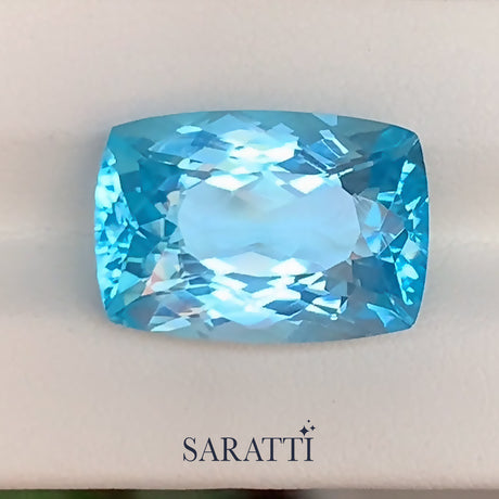 Natural 21.36 carat sky blue topaz elongated cushion | SARATTI