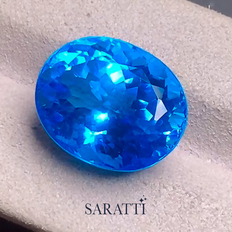 Natural 28.72 carat vivid Swiss Blue topaz | SARATTI