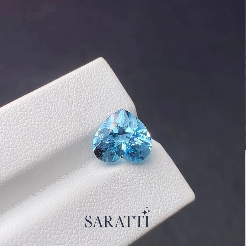 Natural 3.22 Carat Santa Maria Aquamarine Heart Gemstone