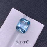 Natural 4.05 Carat Santa Maria Aquamarine Cushion Gemstone
