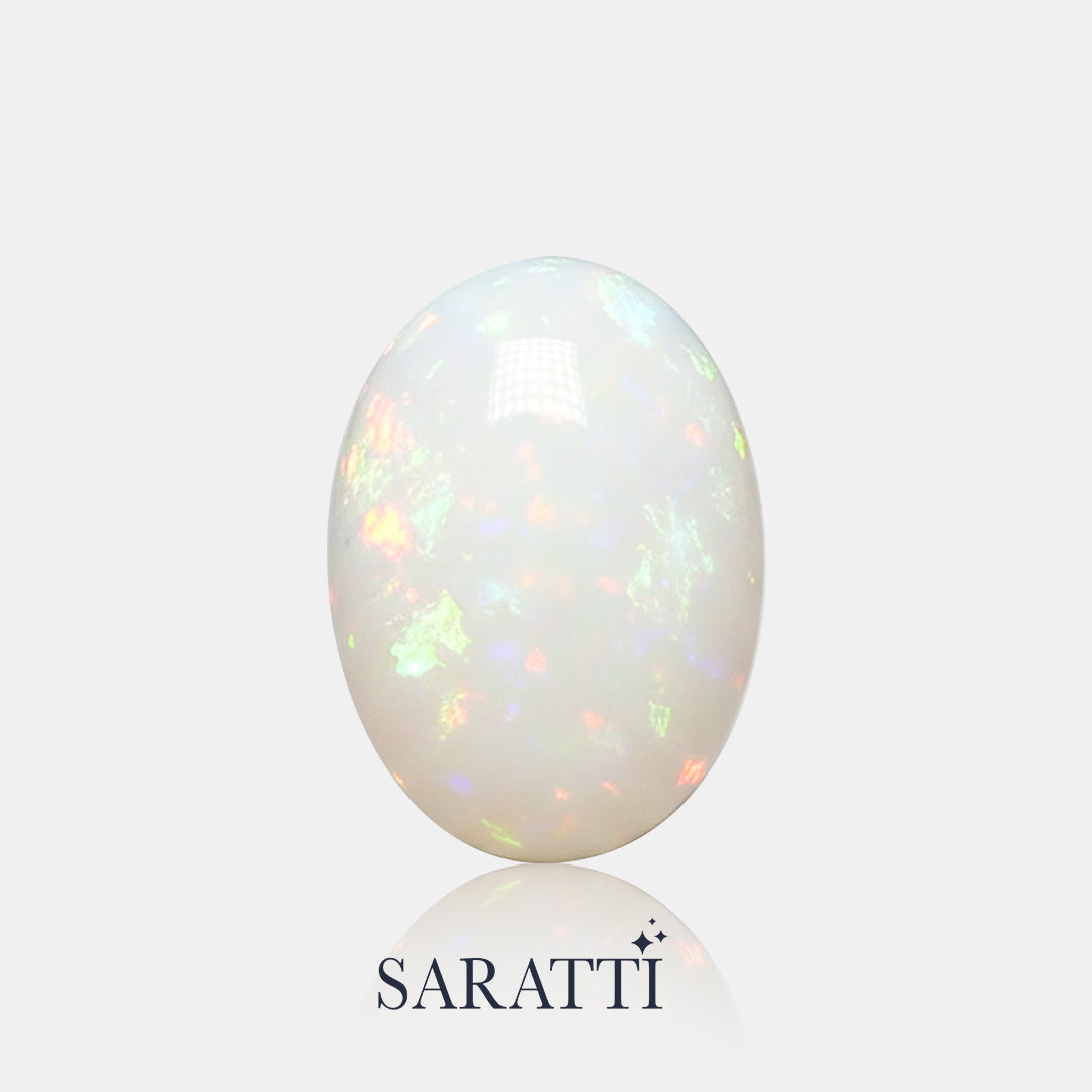 Natural 5.65 carat oval opal showing red green blue flashes | SARATTI