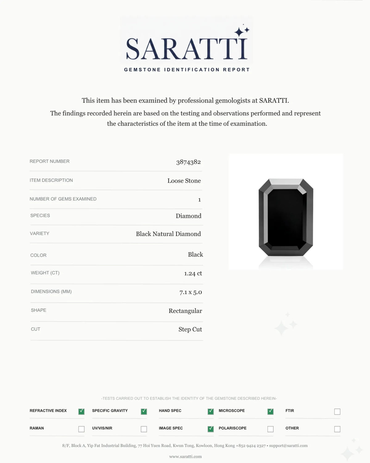 Natural Black Diamond measuring 7.1 × 5.0 mm | SARATTI