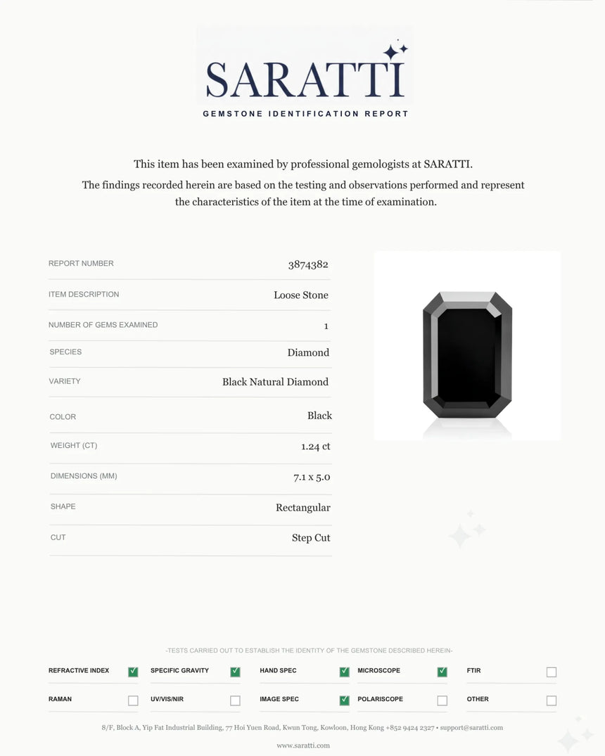 Natural Black Diamond measuring 7.1 × 5.0 mm | SARATTI