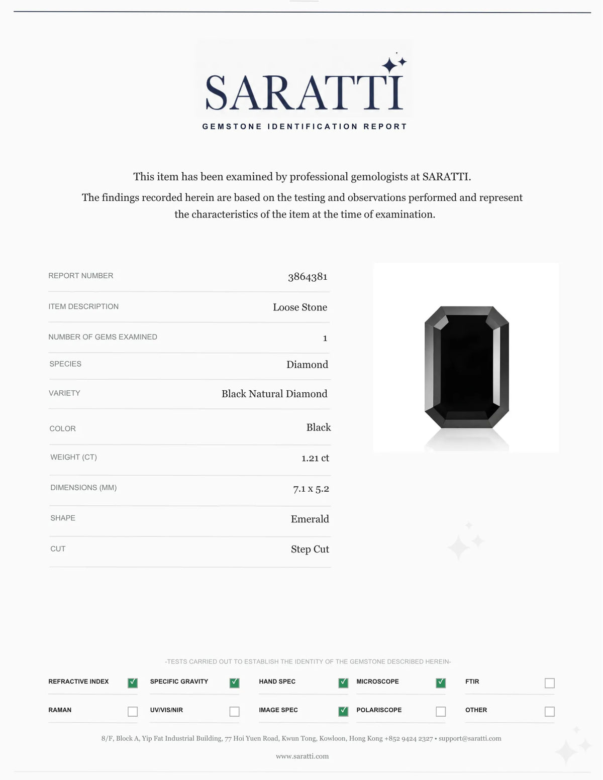 Natural Black Diamond measuring 7.1 × 5.2 mm | SARATTI