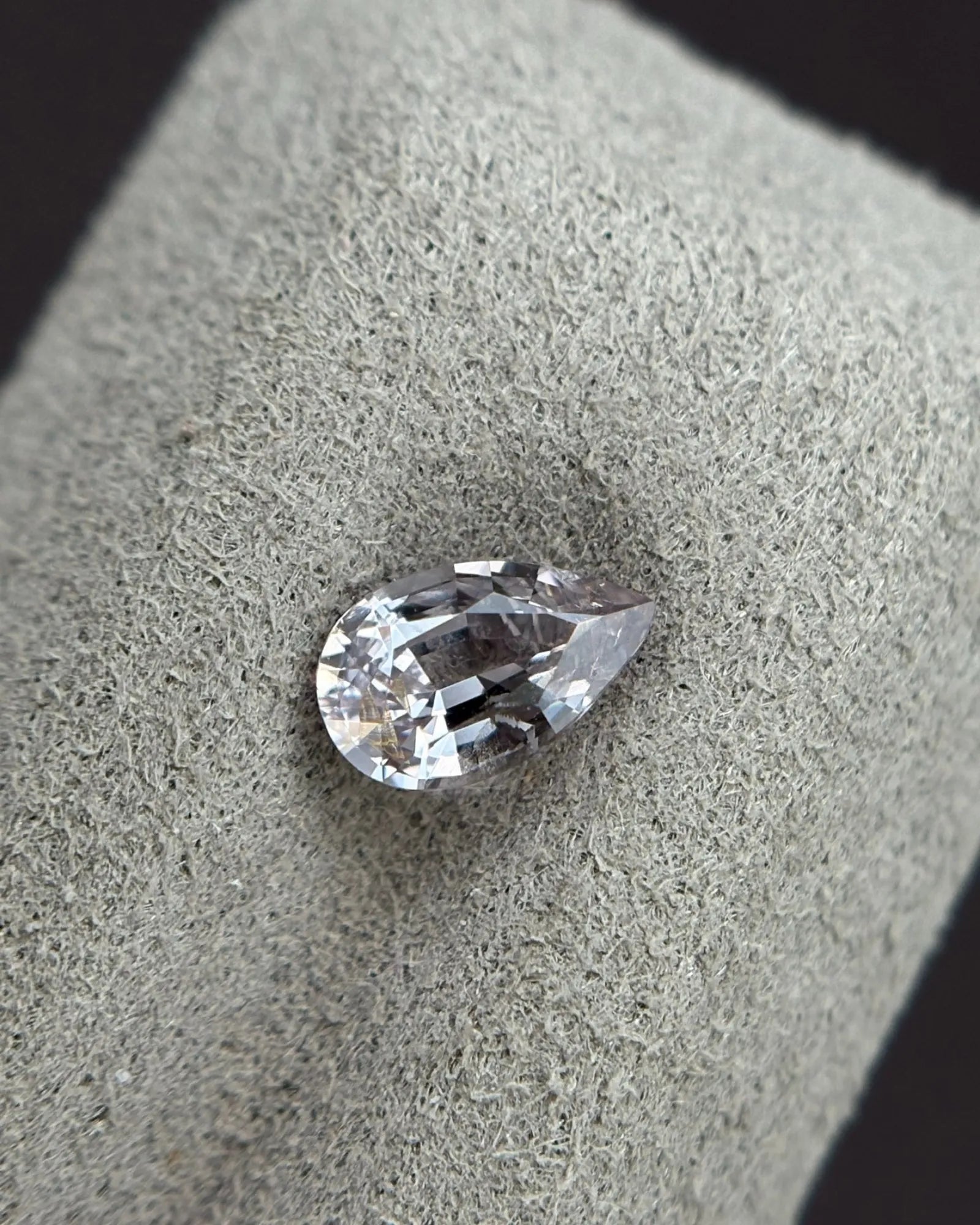 Natural Burmese Gray Spinel pear alternate angle | SARATTI