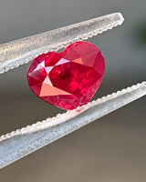 Close detail of a Natural Burmese Ruby showing rich red colour and natural crystal character | SARATTI