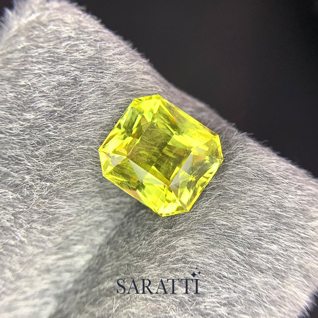 Natural Chrysoberyl Octagonal Cut with Vivid Yellow Color | SARATTI