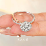 Natural Diamond Ring with Pave Accents | Saratti