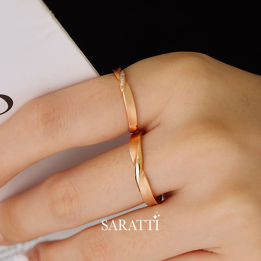 Natural Diamond Wedding Duo Set in 18K Rose Gold | Saratti