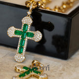 Natural Emerald and Diamonds Cross Pendant | SARATTI