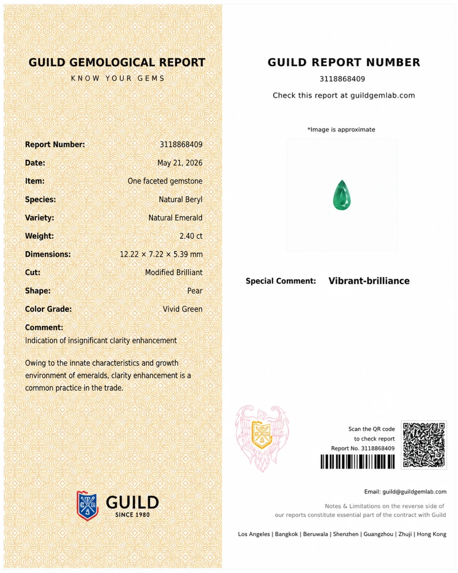 Natural Emerald measuring 12.22 by 7.22 by 5.39 millimetres | SARATTI