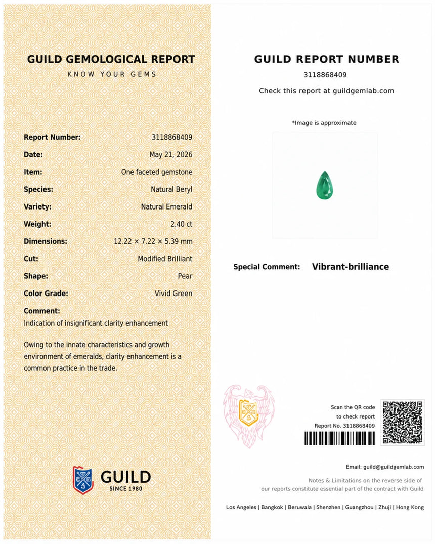 Natural Emerald measuring 12.22 by 7.22 by 5.39 millimetres | SARATTI