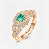 Natural Emerald ring in 18K Rose Gold with Natural Diamonds - SARATTi