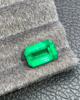 Natural Emerald showing clipped corners and elongated emerald-cut proportions | SARATTI