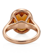 Natural Imperial Topaz bezel ring with open split shank rose gold | SARATTI