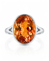 Natural Imperial Topaz bezel ring with open split shank white gold | SARATTI