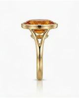 Natural Imperial Topaz bezel ring with open split shank yellow gold | SARATTI