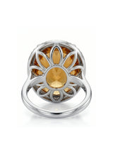 Natural Imperial Topaz halo ring 13.40ct top view platinum | SARATTI