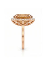 Natural Imperial Topaz halo ring 13.40ct top view rose gold | SARATTI
