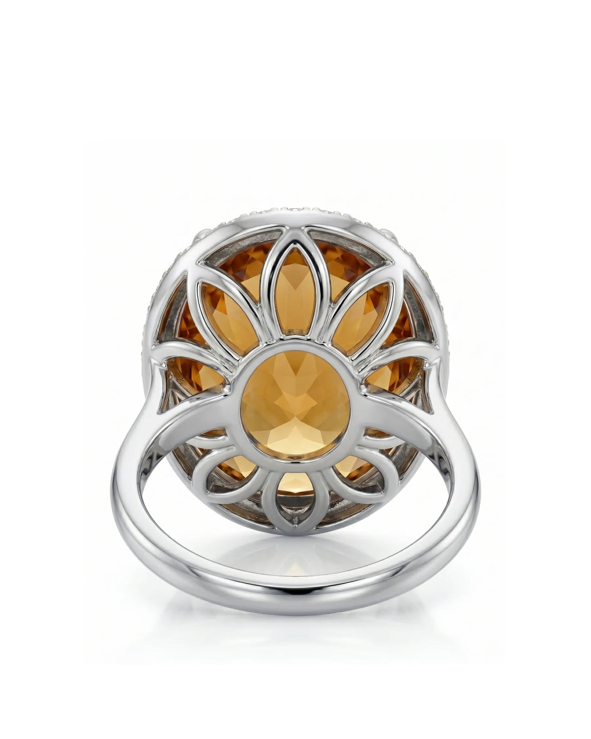 Natural Imperial Topaz halo ring 13.40ct top view white gold | SARATTI