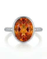 Natural Imperial Topaz ring with lotus gallery in platinum | SARATTI