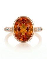 Natural Imperial Topaz ring with lotus gallery in rose gold | SARATTI
