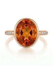 Natural Imperial Topaz ring with lotus gallery in rose gold | SARATTI