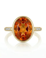 Natural Imperial Topaz ring with lotus gallery in yellow gold | SARATTI