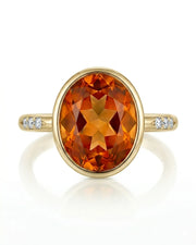 Natural Imperial Topaz ring with lotus gallery in yellow gold | SARATTI