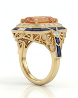 Natural Imperial Topaz setting-only design with baguette diamonds in yellow gold | SARATTI