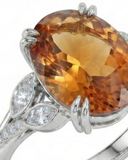 Natural Imperial Topaz setting-only design with botanical diamond detail in platinum | SARATTI