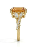 Natural Imperial Topaz setting-only design with diamond shoulder leaves in 18K yellow gold | SARATTI