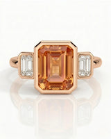 Natural Imperial Topaz setting-only design with diamond side stones -- SARATTI